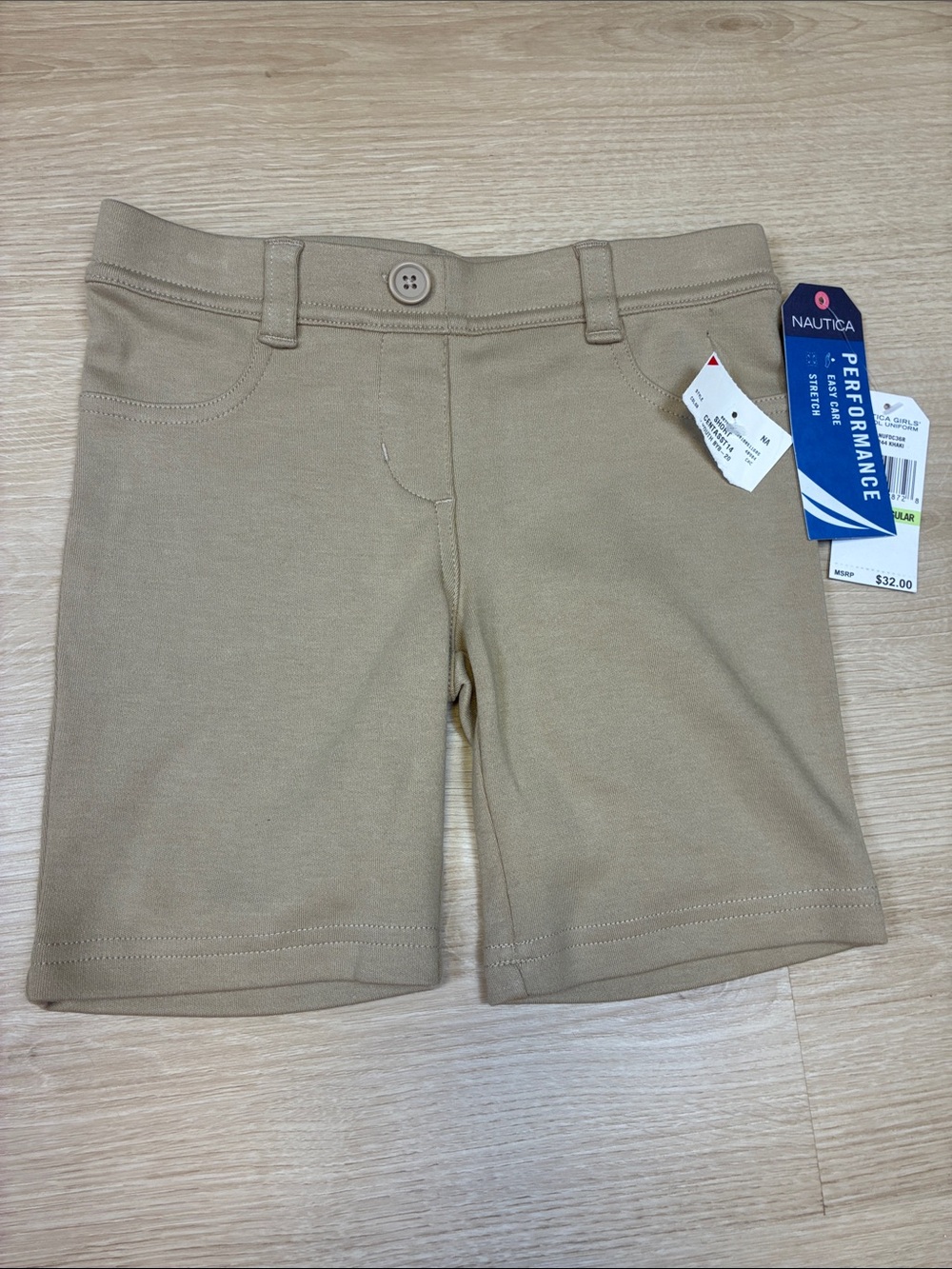 NEW Nautica School Uniform Kids Tan Stretch Performance Shorts
